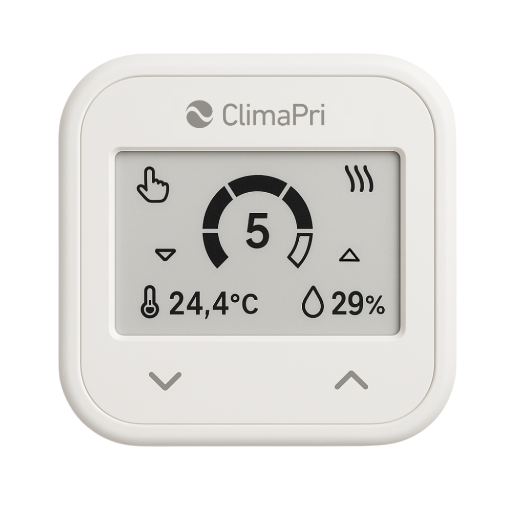 ClimaPri In-home Display main view with e-INK screen